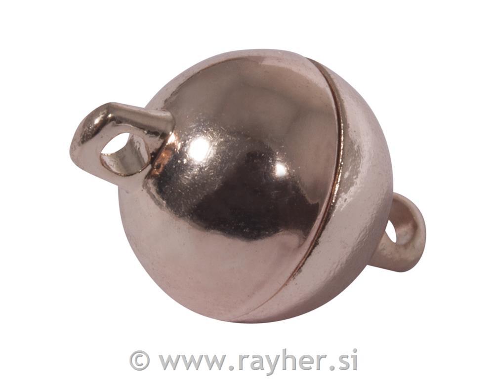 Magnetic clasp, extra strong, 10mm o, pink gold, tab-bag 1pc.