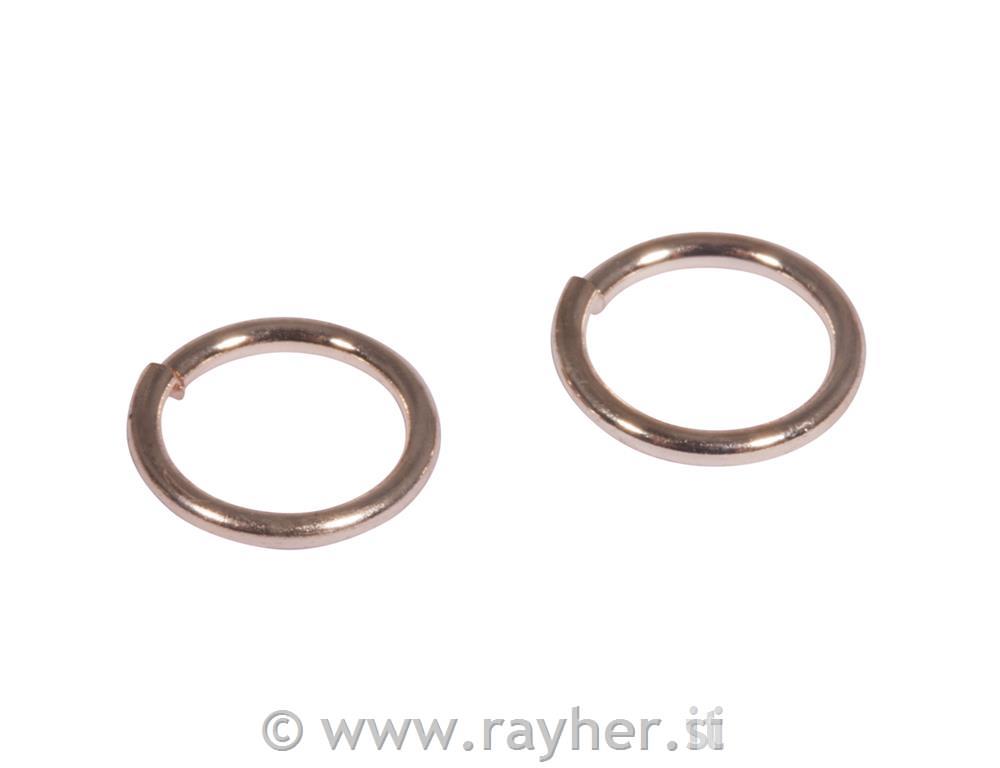 Obročki, 7mm, pink zlati/rose gold, 1mm, 30 kos