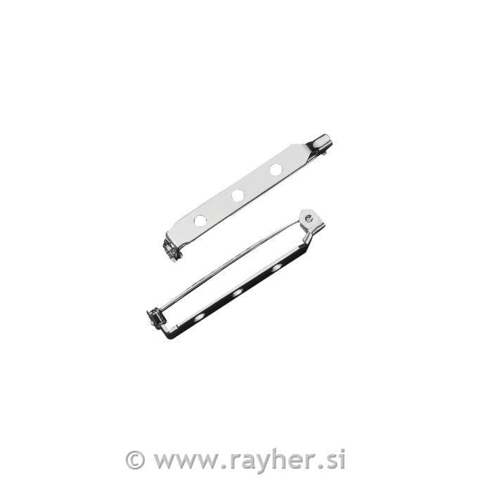 Brooch pin w. side-bar +safety catch, pl
