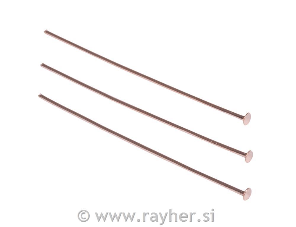 Paličice s ploščico,0.6mm, pink zlate/rose gold, 35mm,15 kos