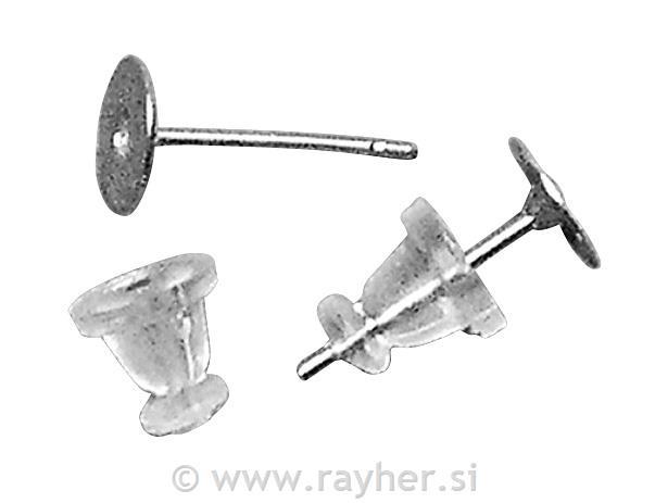 Stud w. plate +clutch, 6mm o, tab-bag 4p