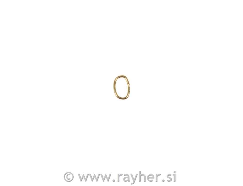 Obročki, ovalni, 0.8mm, zlati, 7.7x5.3mm, 22 kosov