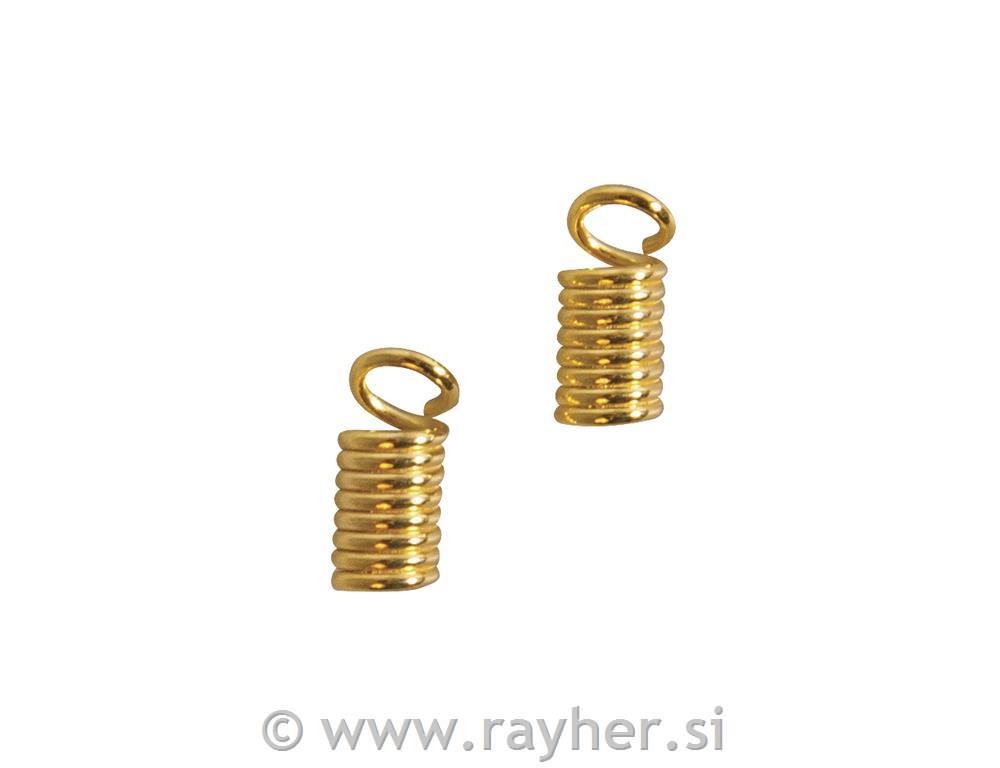 Zaključek za vrvice, zlat, 6mm,2mm, 2 kosa