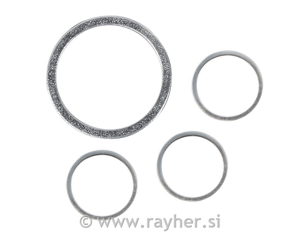 Kovinski obroči, srebrni, 1x37mm+3x15mm, set4