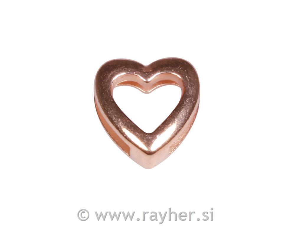 Metal- Deco element: Heart, rose-gold, 1