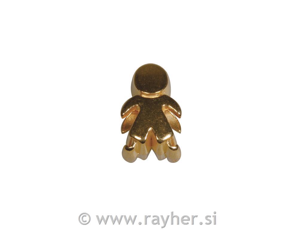 Kovinska perla: Možic, zlat, 0.7x1.3cm, luknja 5mm