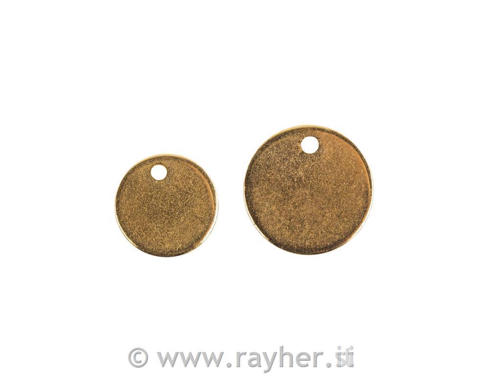 Set of metal pendants Discs, gold, each3 x o8mm+o10mm, tab-bag 6pcs