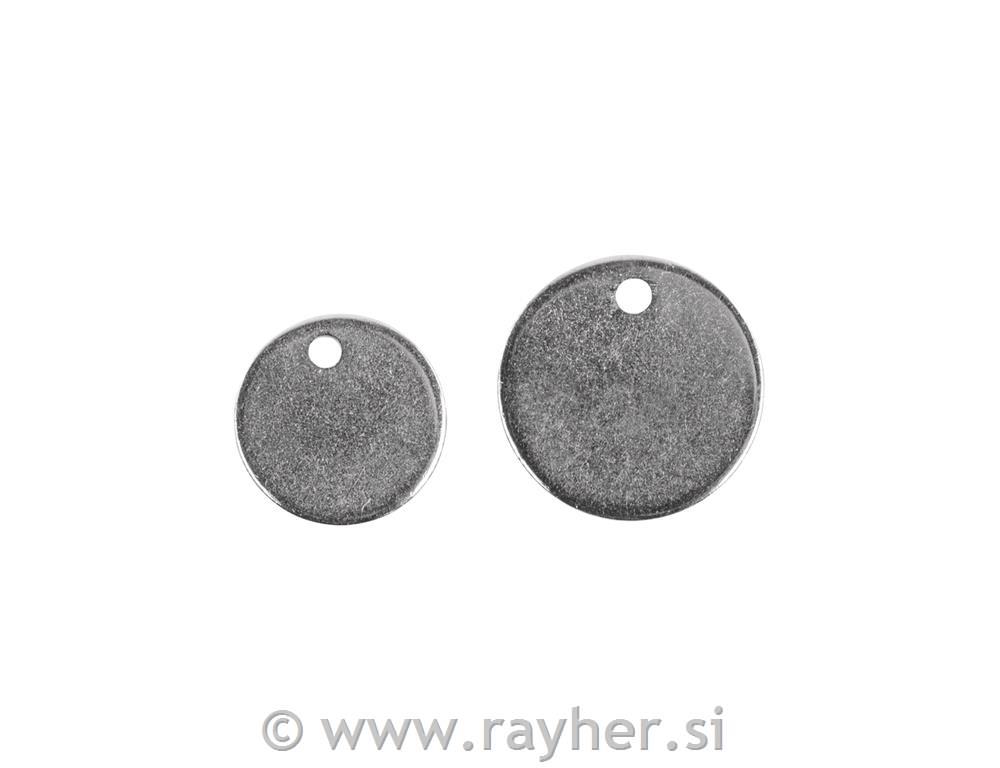 Set of metal pendants Discs, silver, each 3 x o8mm+o10mm, tab-bag 6pcs