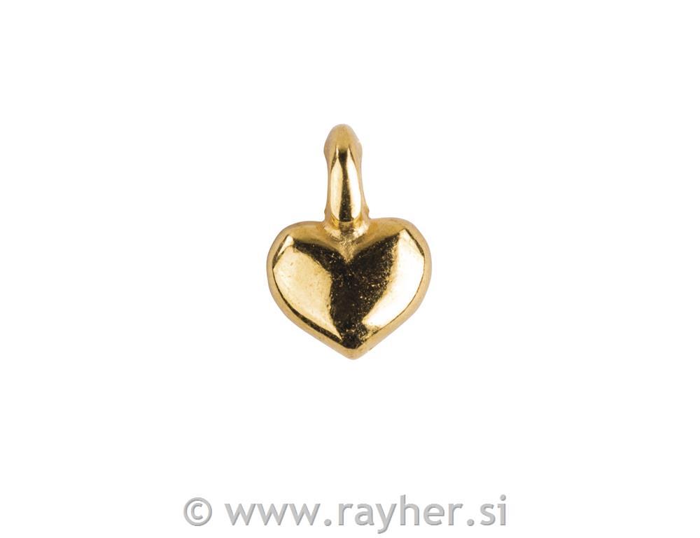 Obesek, Srčki, zlati, 7x5cm, set 6