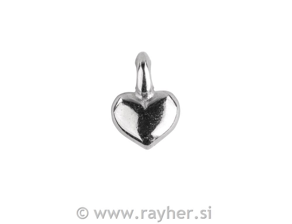 Mini metal pendant Heart, silver, 7x5mm,tab-bag 6pcs