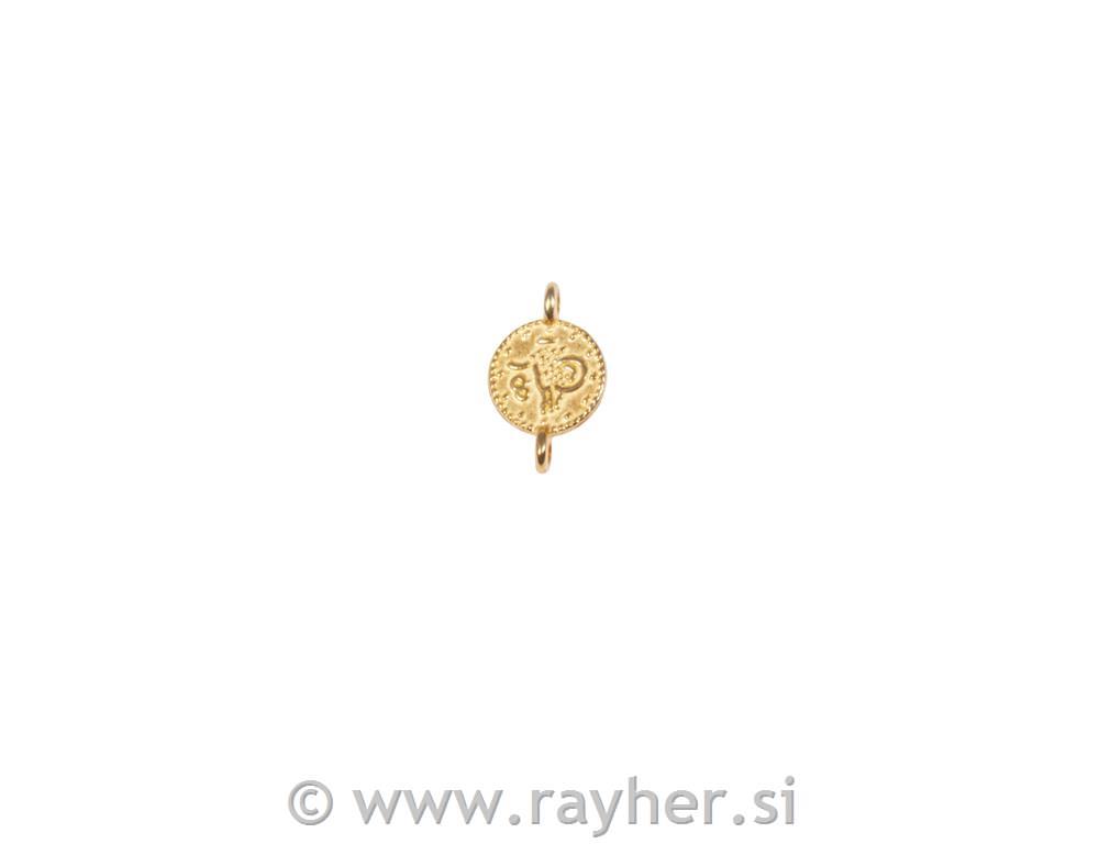 Kov.obesek, Kovanec, 7.3mm, zlat, 4 kos