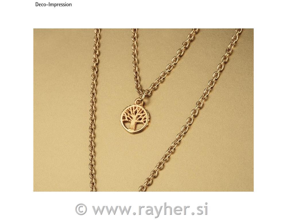 Kov.obesek, Drevo življenje, 10mm, zlat, 3 kos