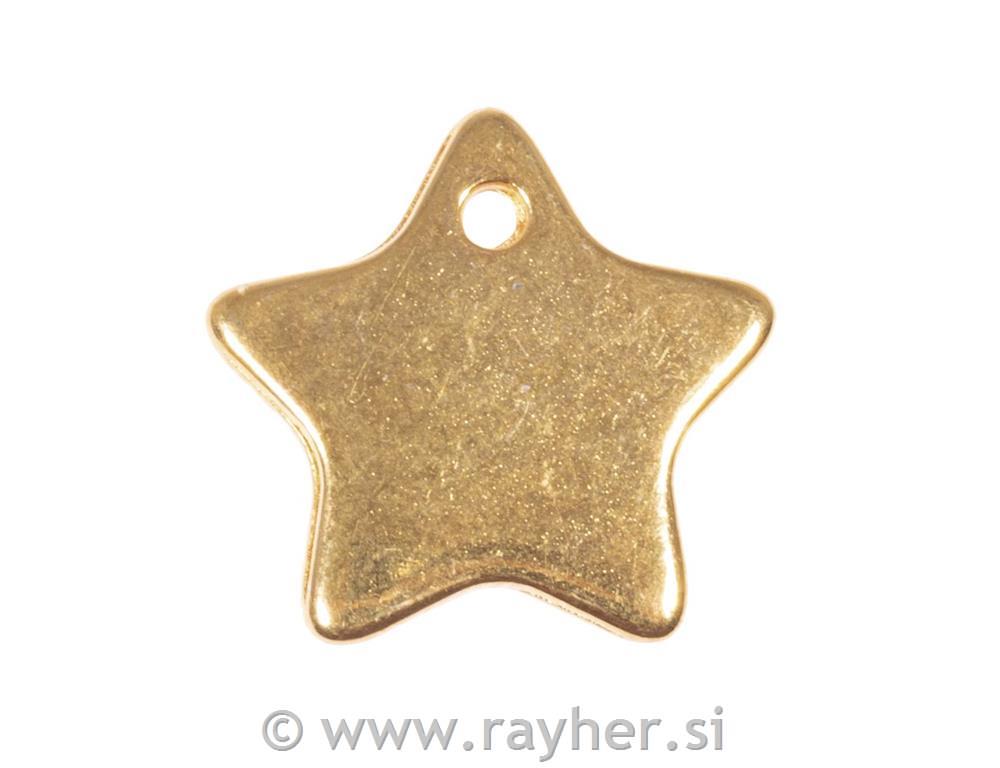 Kov.obesek, Zvezda, zlat, 19x9mm, 2 kosa
