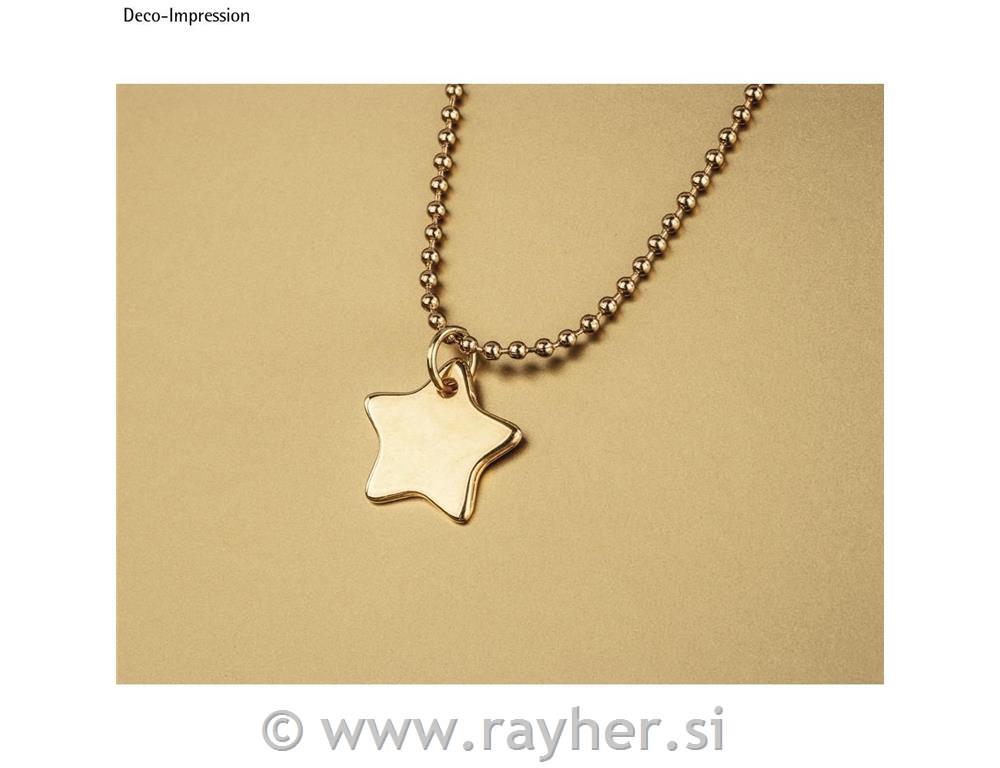 Kov.obesek, Zvezda, zlat, 19x9mm, 2 kosa