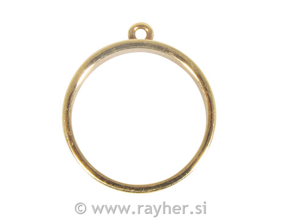 Metallic bezel: Pendant, round, 30mm otab-bag 1pcgold