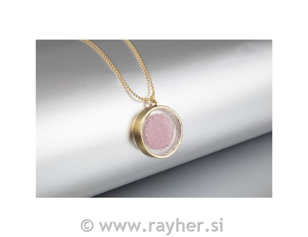 Metallic bezel: Pendant, round, 30mm otab-bag 1pcgold