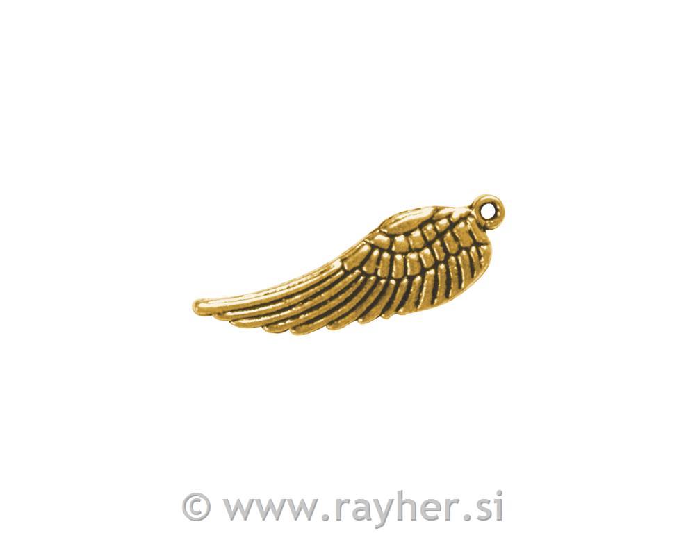 Metal pendant: Wing, 28mm o, gold, eye 1