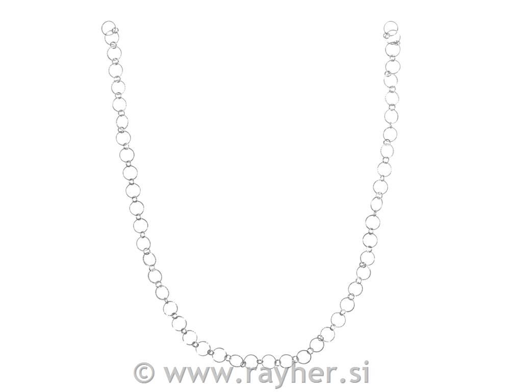 Verižica Emboss rings, srebrna, o obročka 10+4mm, 80cm