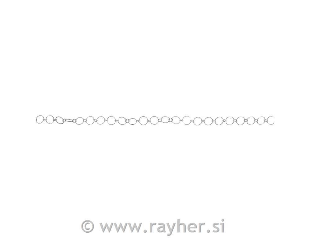 Verižica Emboss rings, srebrna, o obročka 10+4mm, 80cm