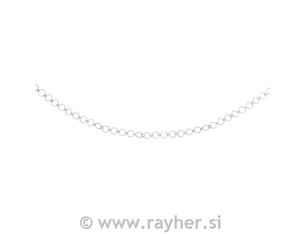 Verižica Emboss rings, srebrna, o obročka 10+4mm, 80cm