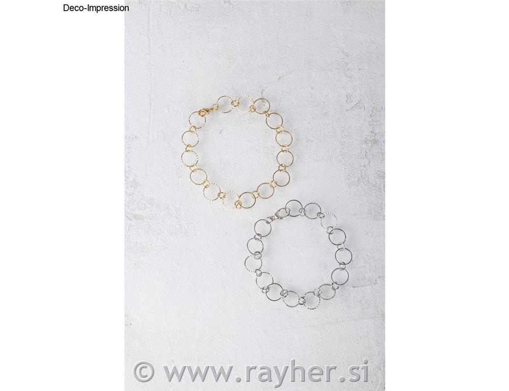 Verižica Emboss rings, srebrna, o obročka 10+4mm, 80cm