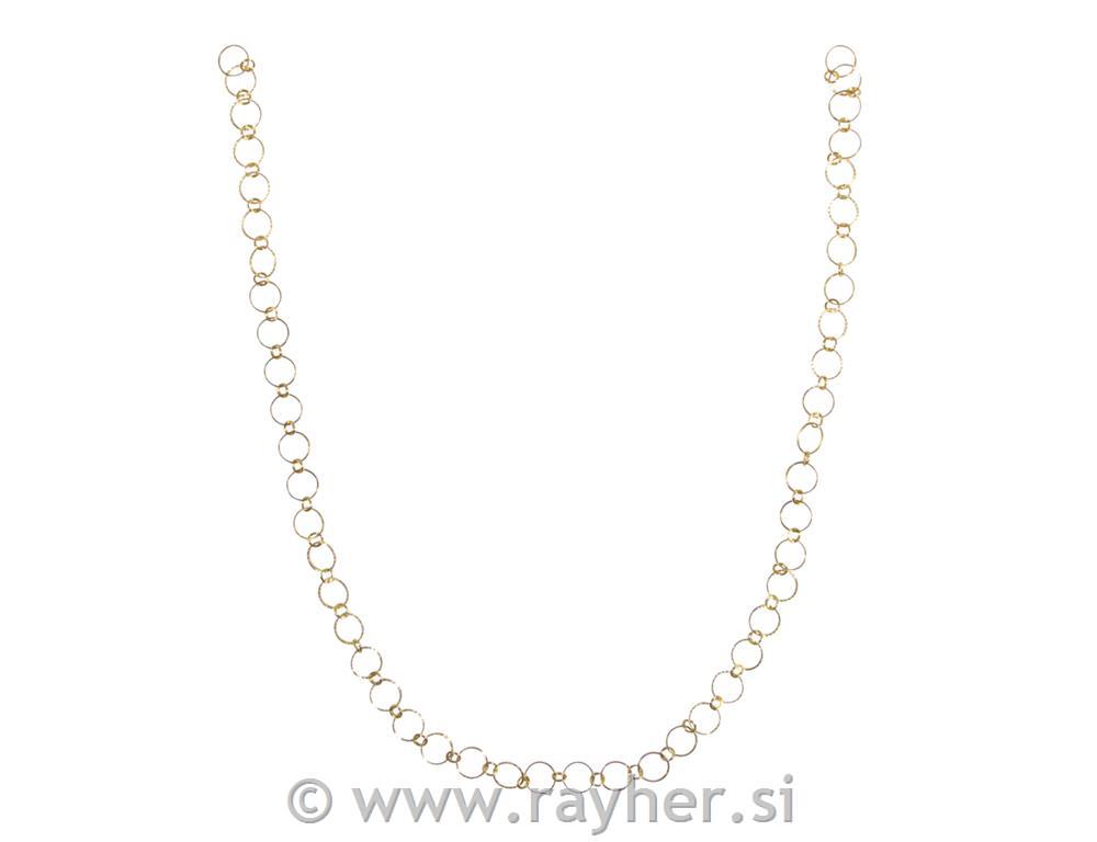 Verižica Emboss rings, zlata, o obročka 10+4mm, 80cm