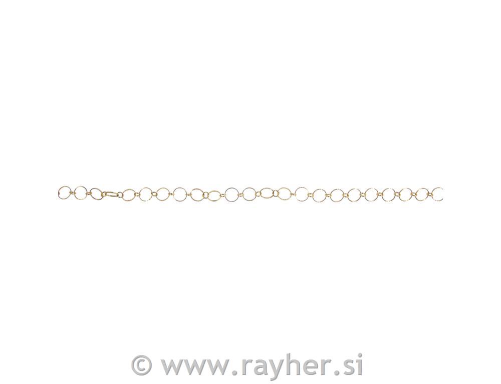 Verižica Emboss rings, zlata, o obročka 10+4mm, 80cm