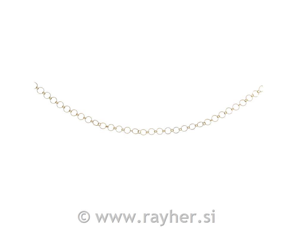 Verižica Emboss rings, zlata, o obročka 10+4mm, 80cm