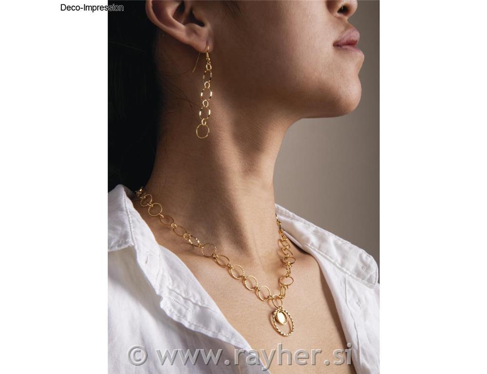 Verižica Emboss rings, zlata, o obročka 10+4mm, 80cm