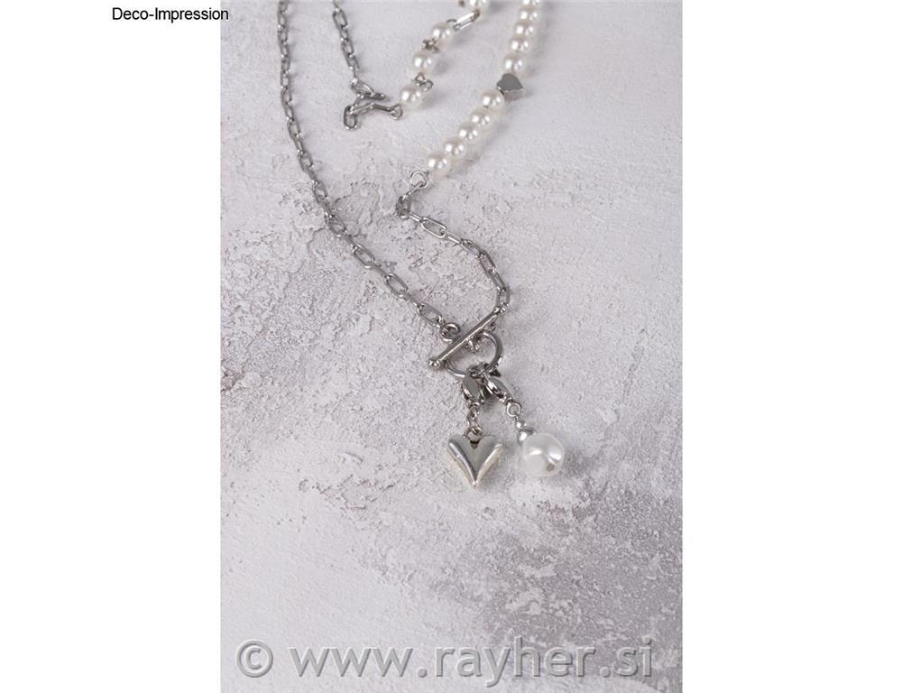 Kovinska obeska Srce + dvojno srce, srebro, 11x16+10x18mm, obroč 5mm, 2 kos