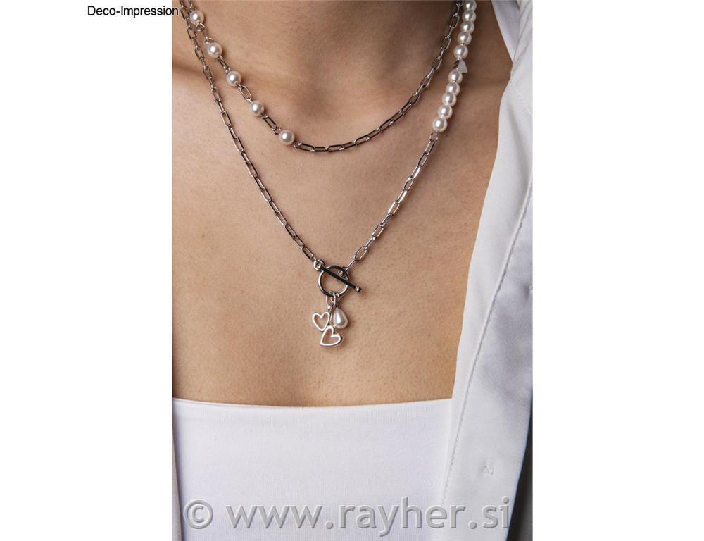 Kovinska obeska Srce + dvojno srce, srebro, 11x16+10x18mm, obroč 5mm, 2 kos