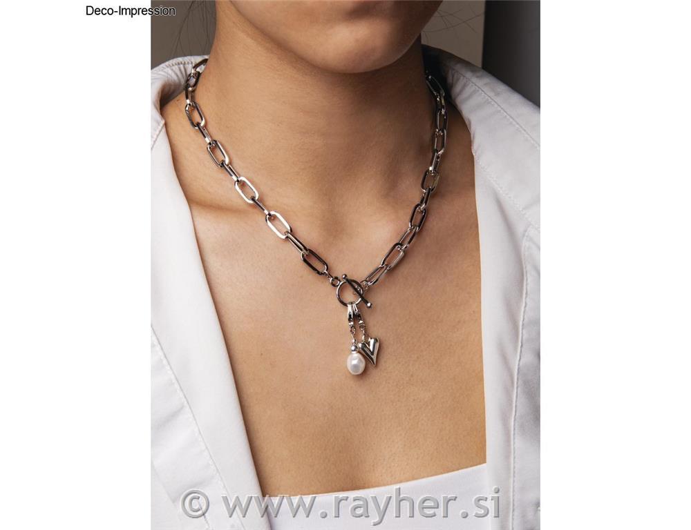 Kovinska obeska Srce + dvojno srce, srebro, 11x16+10x18mm, obroč 5mm, 2 kos