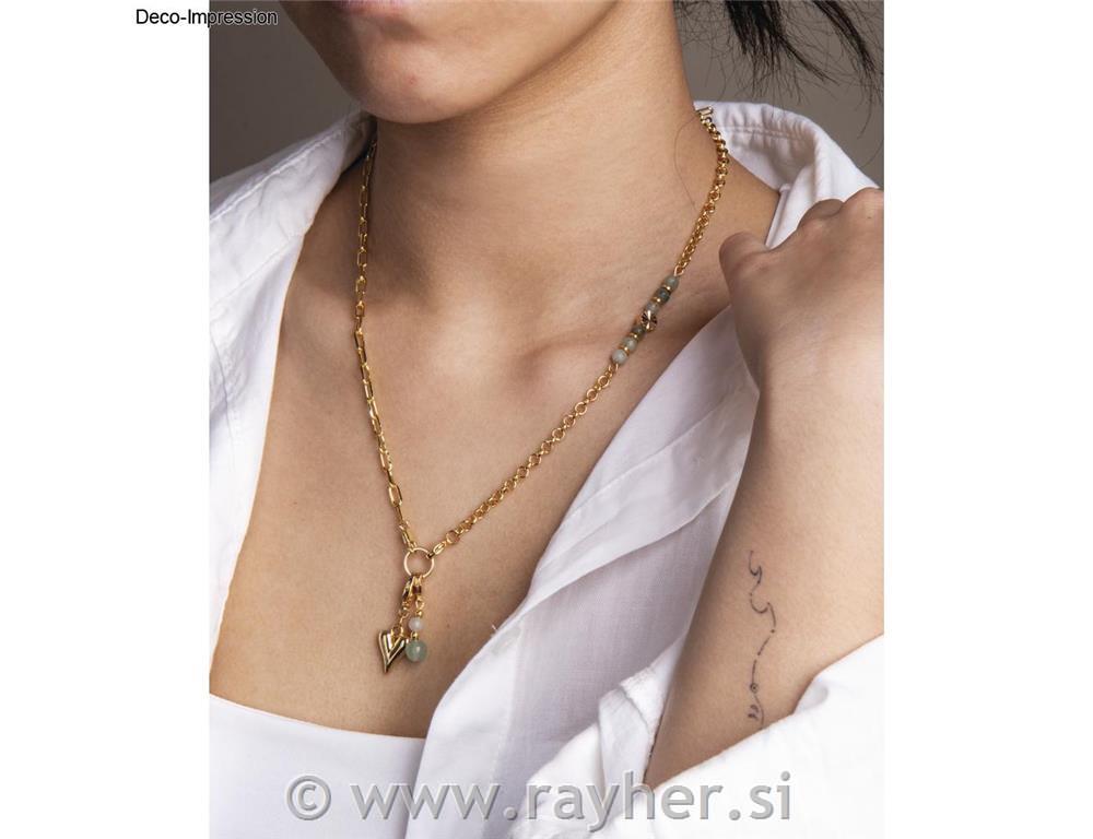 Kovinska obeska Srce + dvojno srce, zlato, 11x16+10x18mm, obroč 5mm, 2 kos