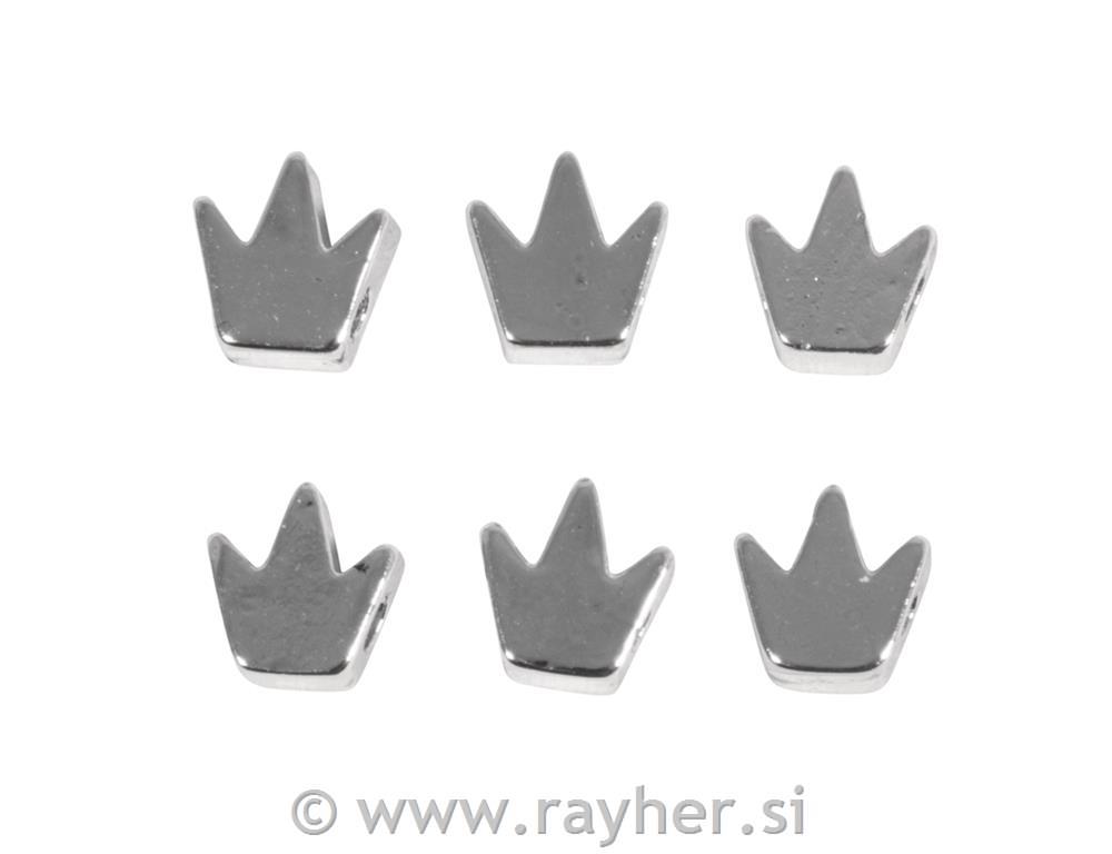 Metal beads Crown, silver, 5mm, 6pcs