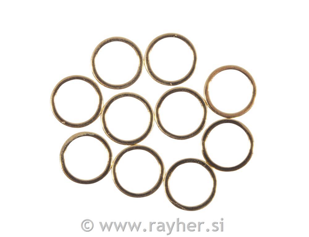 Flat metal ring 10mm, gold, 10pcs