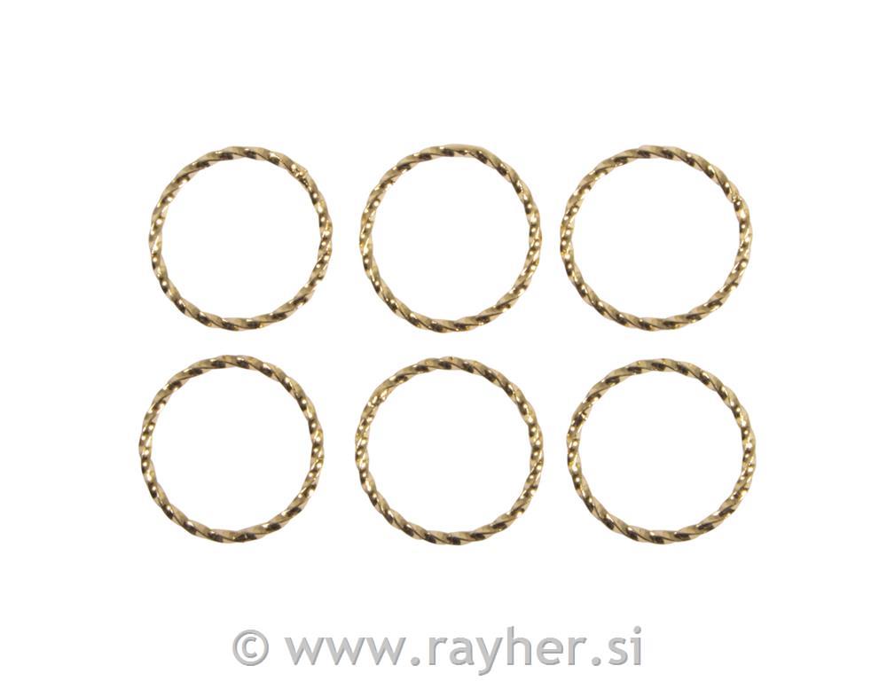 Twisted metal ring 20mm, gold, 6pcs