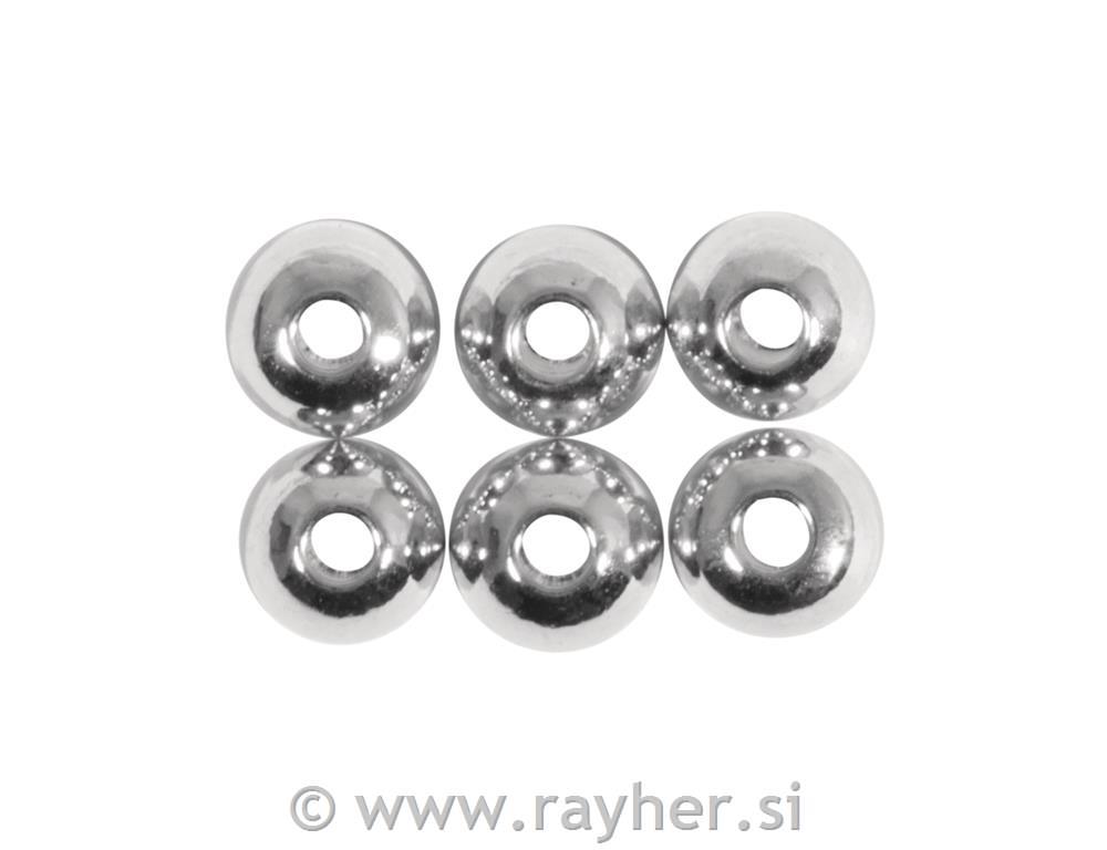 Metal spacer bead, 5mm , silver, 6pcs