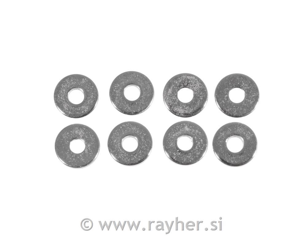 Kovinski distančnik disk, 6x1mm, srebrni, 8 kos