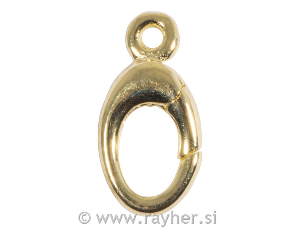 Sponka ovalna, zlata, 13.5x7mm, 1 kos