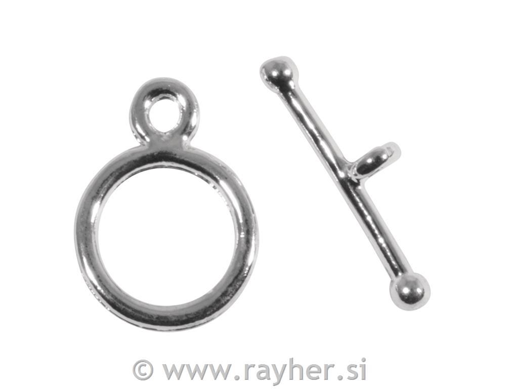 Filigranska sponka, 14mm, srebrna, 1 kos