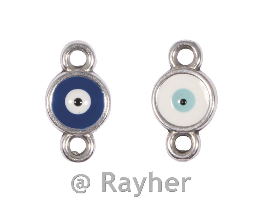 Dekorativni element Evil Eye, srebrn, 8 mm, 2 kosa