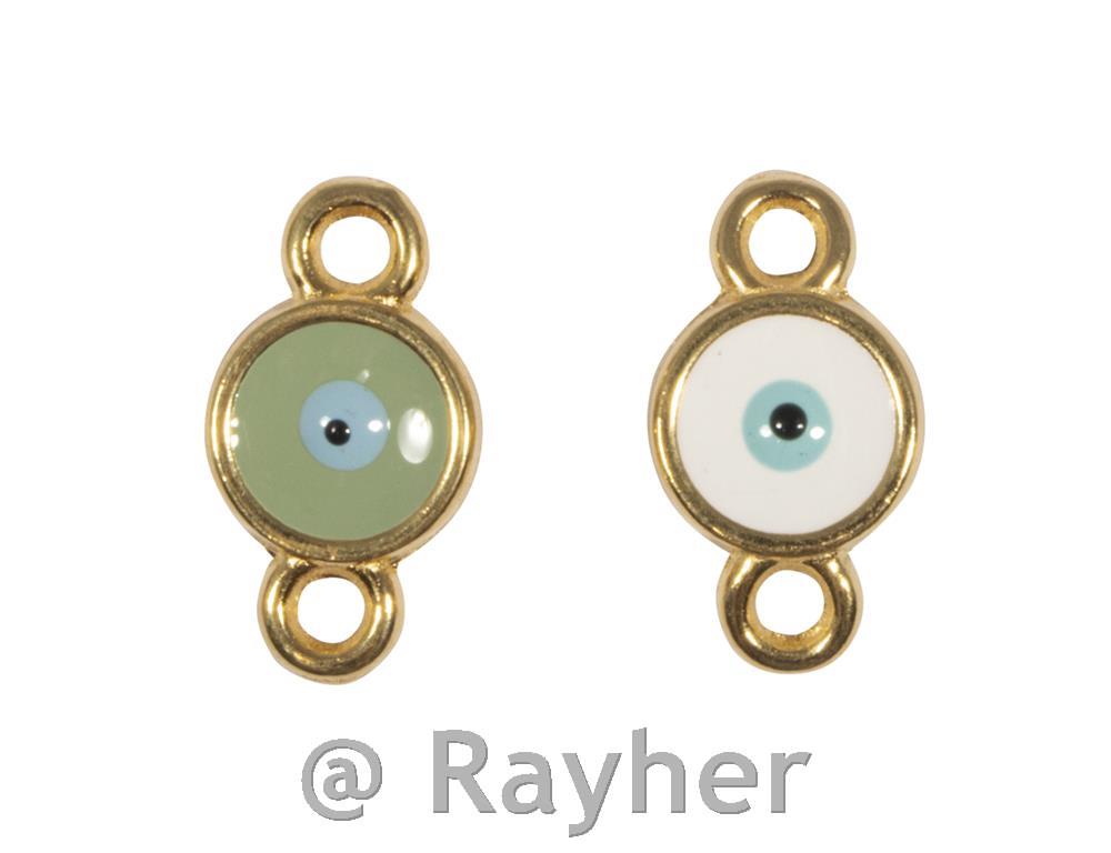 Dekorativni element Evil Eye, zlat, 8 mm, 2 kosa