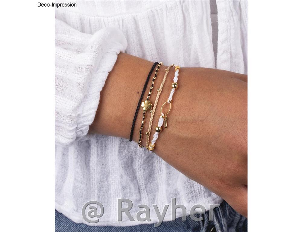 Kovinska perlica Deteljica,, 2x zlata, 2x srebrna, 8 mm, 4 kosi