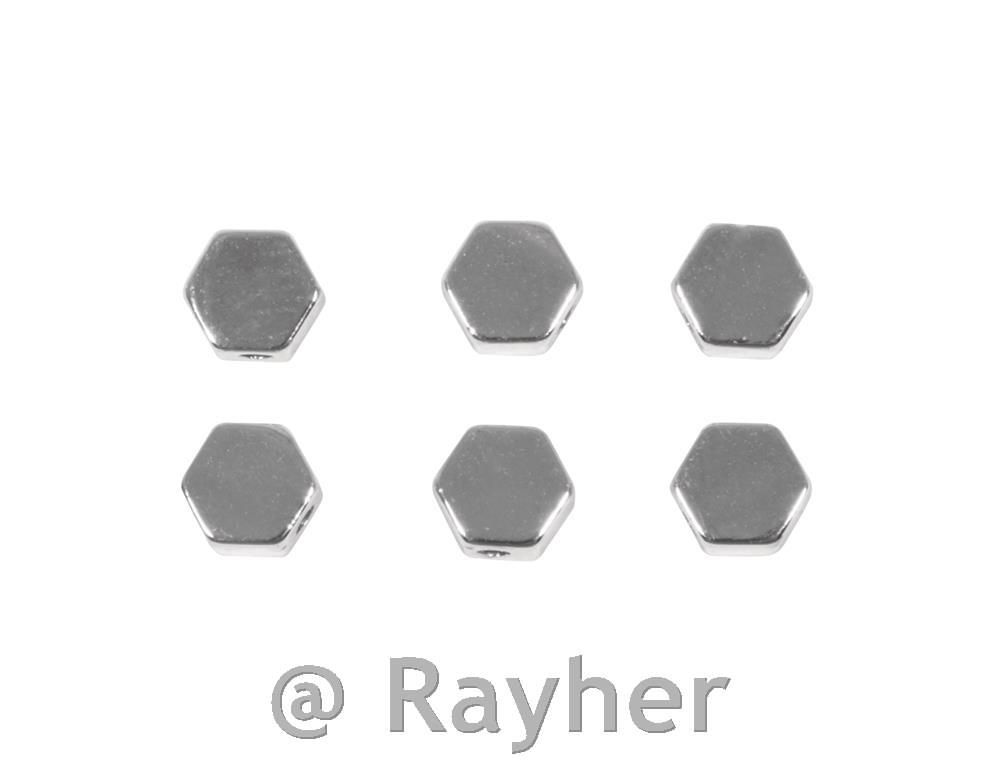 Kovinske perlice Šesterokotne, srebrne, 5 mm, 6 kosov