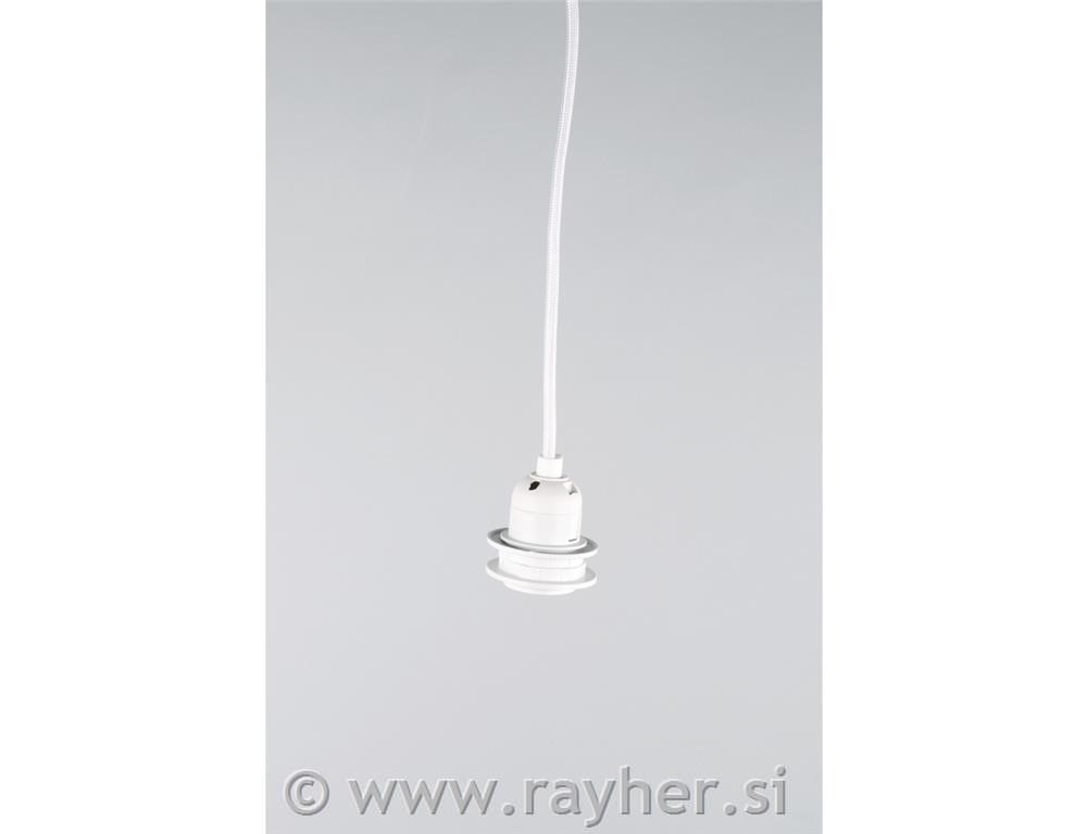 Električni kabel za luč E27 s stikalom bel 180 cm