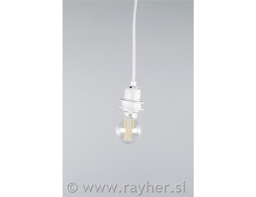 Električni kabel za luč E27 s stikalom bel 180 cm