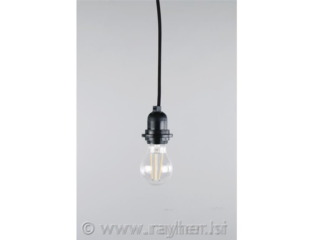 Električni kabel za luč E27 s stikalom črn 180 cm