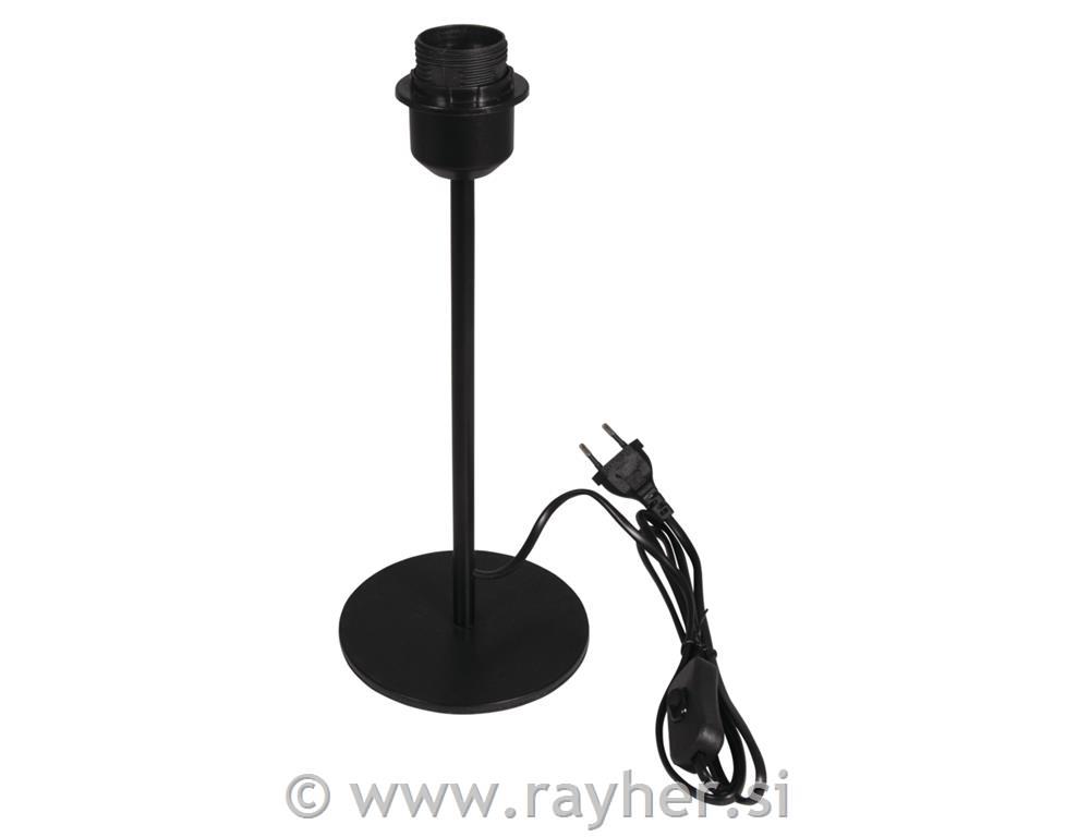 Kovinsko podnožje namizne svetilke z obročasto matico, črno, 32 cm, s stikalom