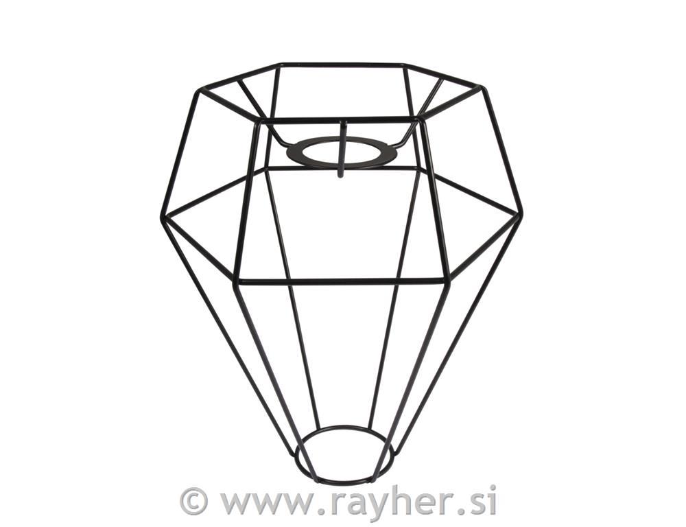 Kovinski okvir za senčnik, premer 20 cm, črn, 24 cm, diamant, črn