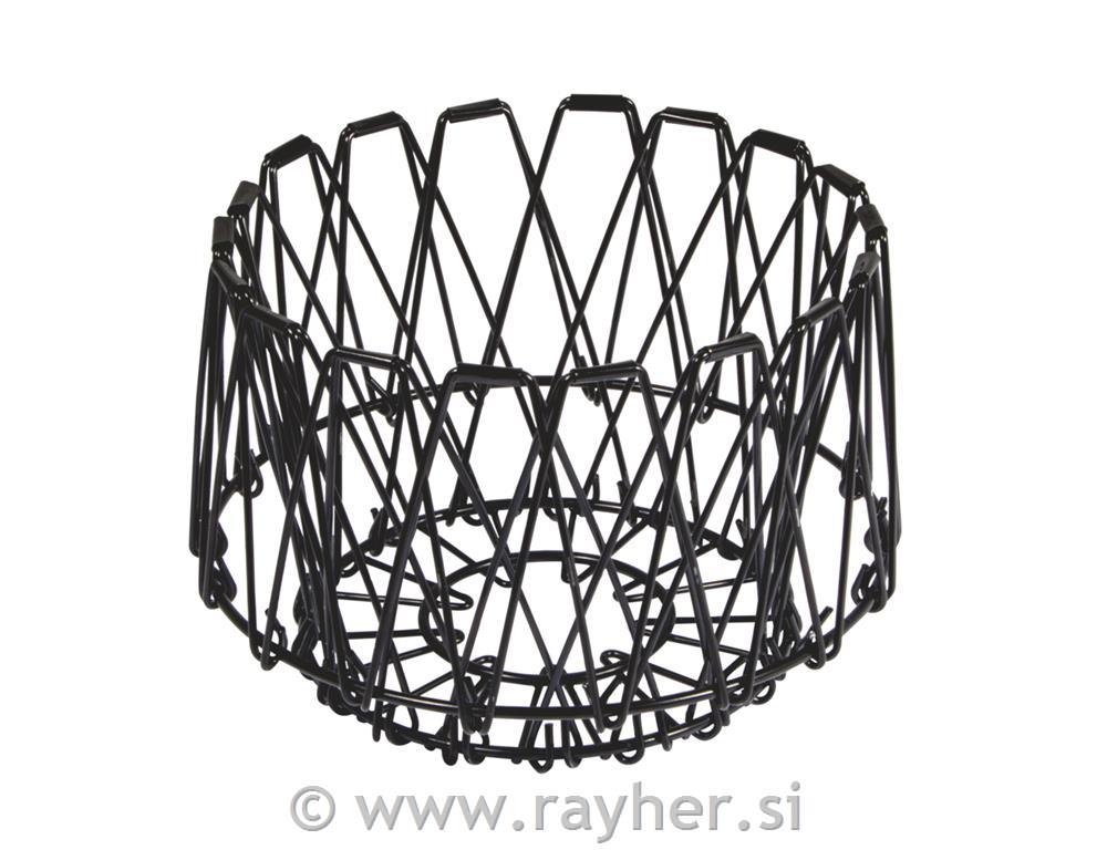 Flexible wire basket, 32cm , black, foldable, blacoated
